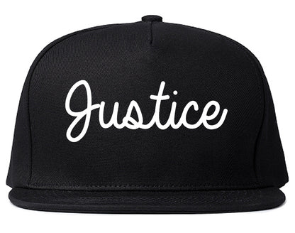 Justice Illinois IL Script Mens Snapback Hat Black
