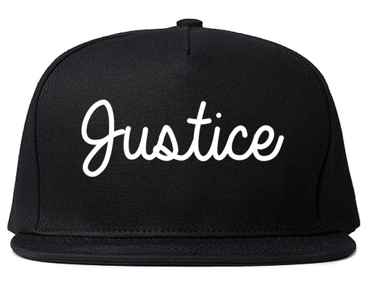 Justice Illinois IL Script Mens Snapback Hat Black