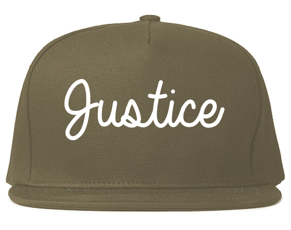 Justice Illinois IL Script Mens Snapback Hat Grey