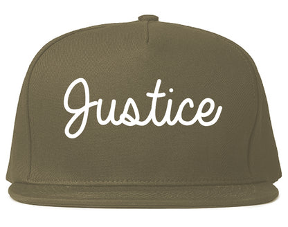 Justice Illinois IL Script Mens Snapback Hat Grey
