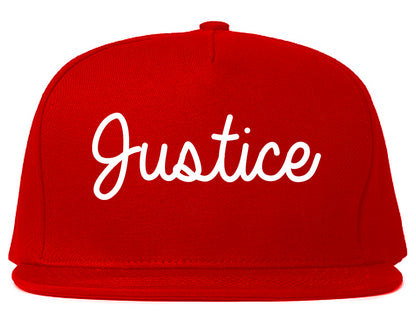 Justice Illinois IL Script Mens Snapback Hat Red