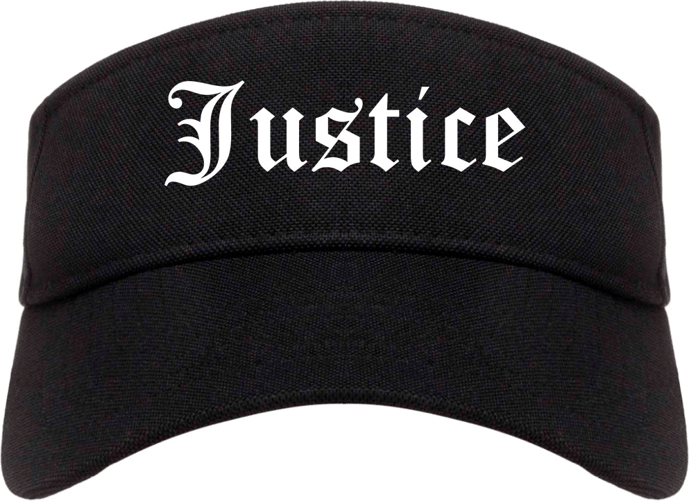 Justice Illinois IL Old English Mens Visor Cap Hat Black