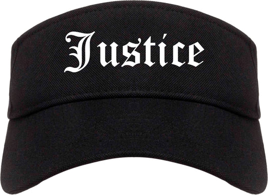 Justice Illinois IL Old English Mens Visor Cap Hat Black
