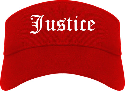 Justice Illinois IL Old English Mens Visor Cap Hat Red