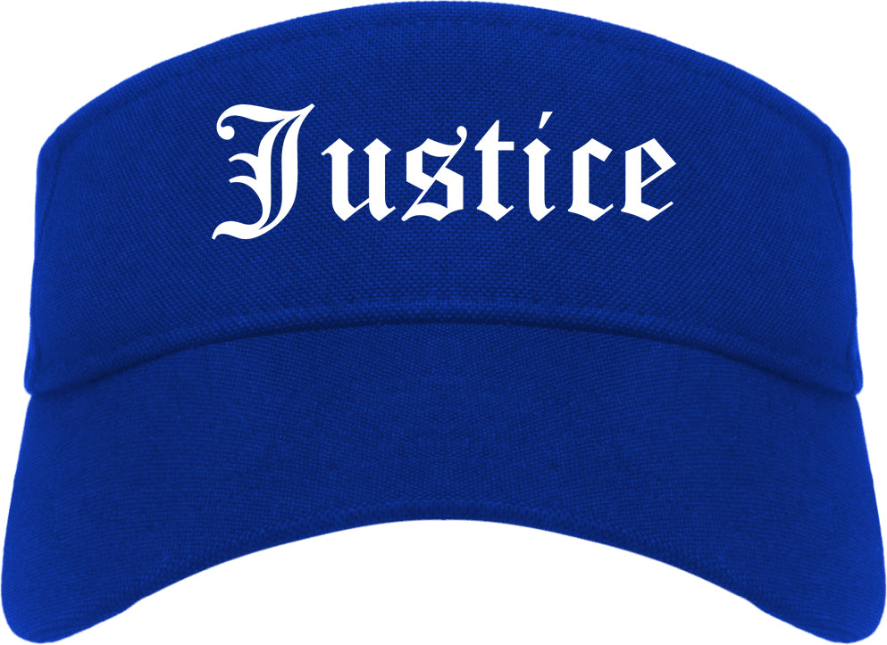 Justice Illinois IL Old English Mens Visor Cap Hat Royal Blue