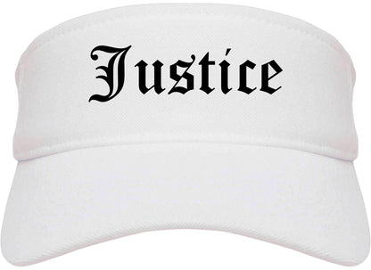 Justice Illinois IL Old English Mens Visor Cap Hat White
