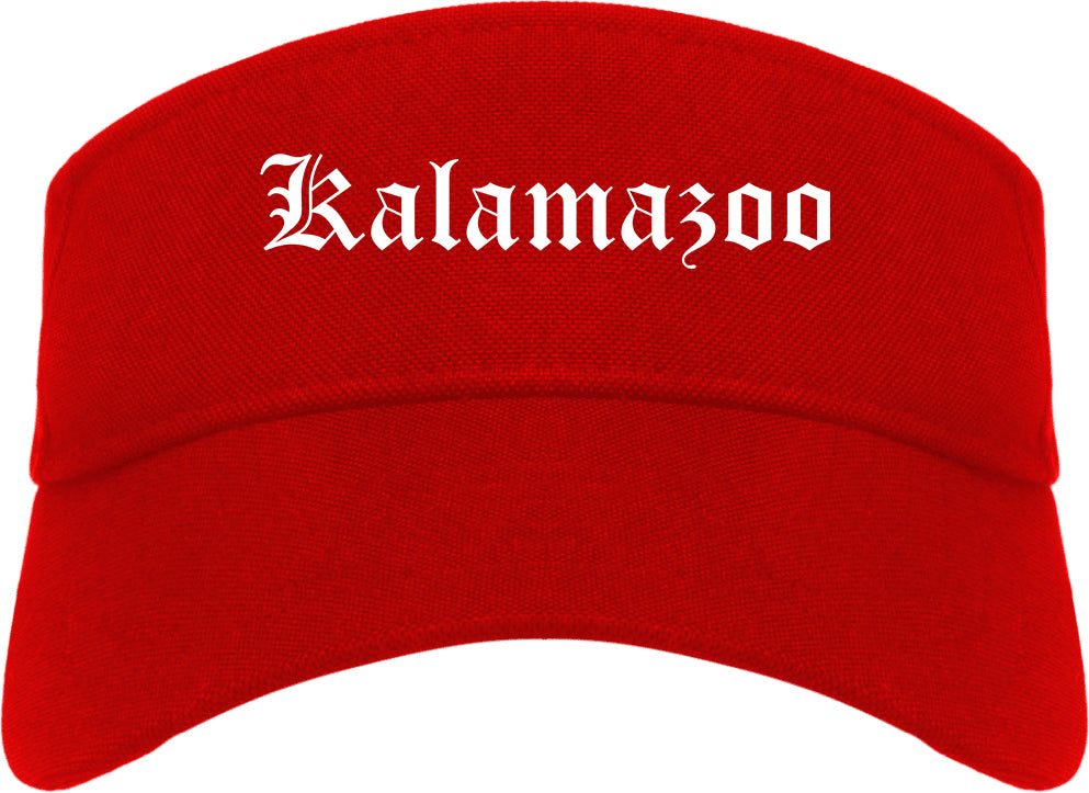 Kalamazoo Michigan MI Old English Mens Visor Cap Hat Red
