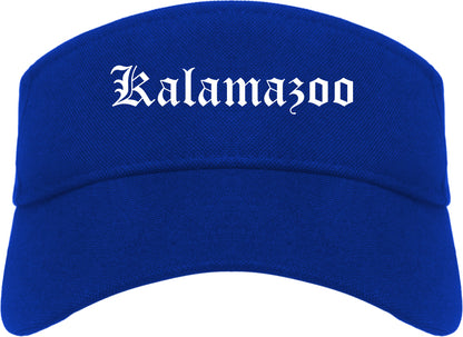 Kalamazoo Michigan MI Old English Mens Visor Cap Hat Royal Blue