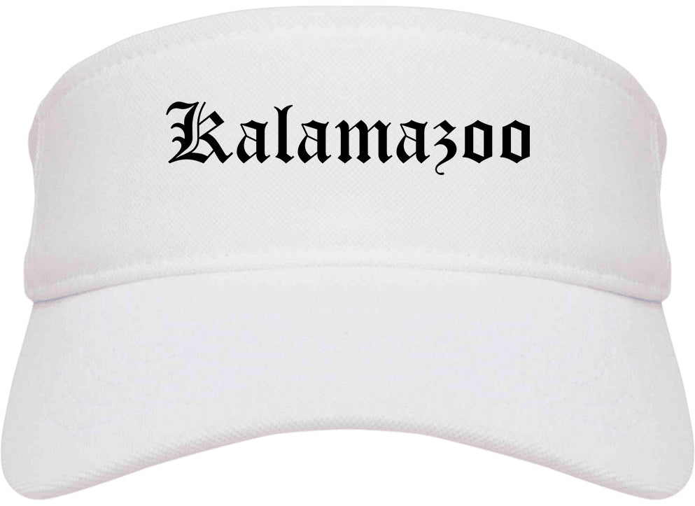 Kalamazoo Michigan MI Old English Mens Visor Cap Hat White