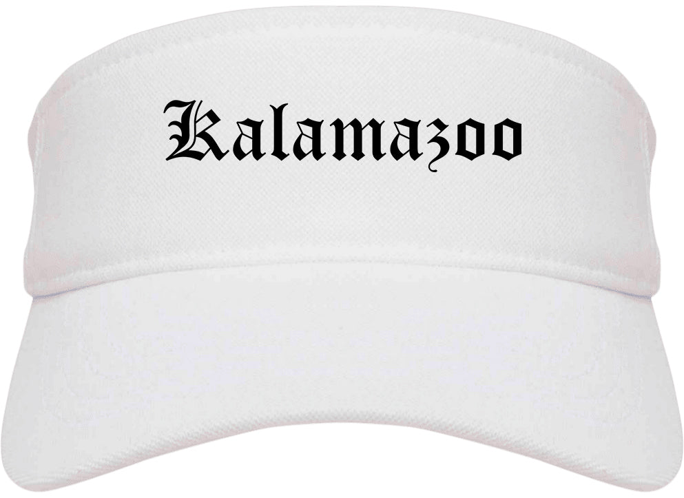 Kalamazoo Michigan MI Old English Mens Visor Cap Hat White