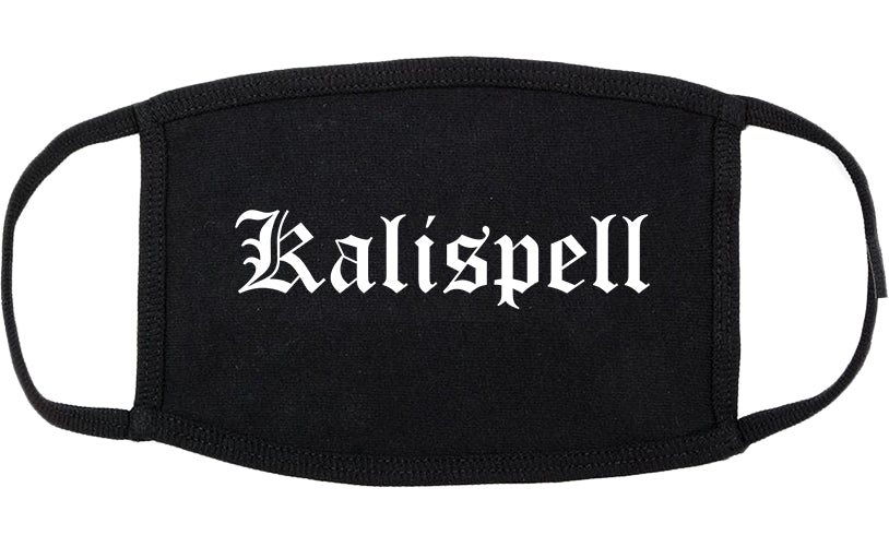 Kalispell Montana MT Old English Cotton Face Mask Black