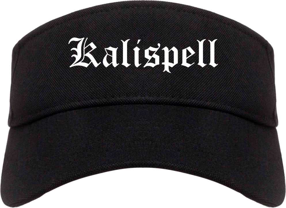 Kalispell Montana MT Old English Mens Visor Cap Hat Black