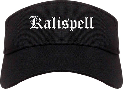 Kalispell Montana MT Old English Mens Visor Cap Hat Black