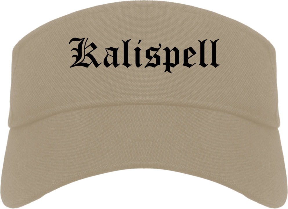 Kalispell Montana MT Old English Mens Visor Cap Hat Khaki