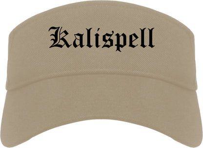 Kalispell Montana MT Old English Mens Visor Cap Hat Khaki