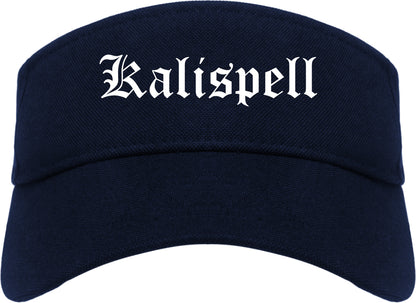 Kalispell Montana MT Old English Mens Visor Cap Hat Navy Blue