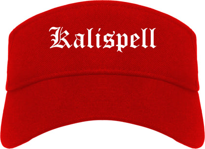 Kalispell Montana MT Old English Mens Visor Cap Hat Red
