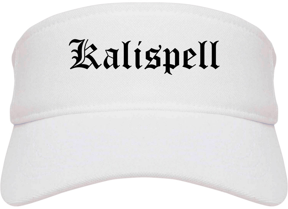 Kalispell Montana MT Old English Mens Visor Cap Hat White