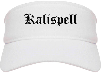 Kalispell Montana MT Old English Mens Visor Cap Hat White