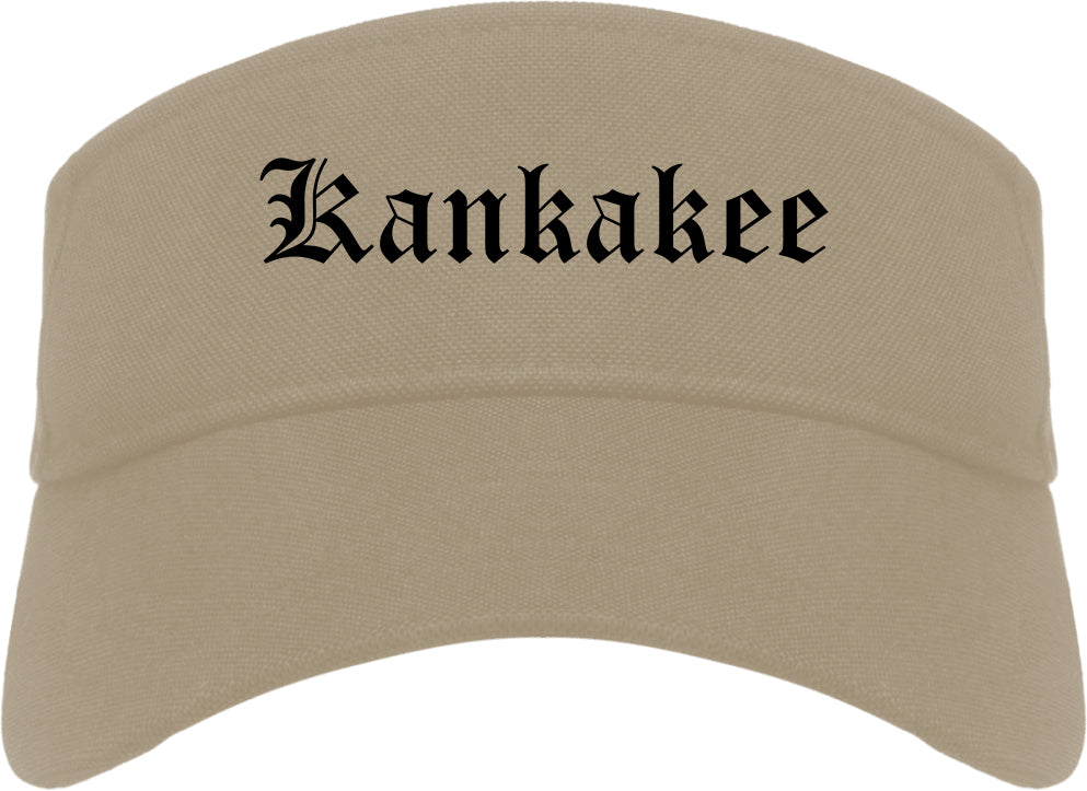 Kankakee Illinois IL Old English Mens Visor Cap Hat Khaki