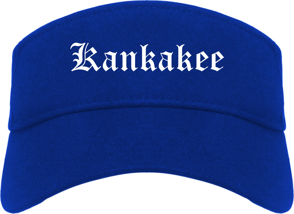 Kankakee Illinois IL Old English Mens Visor Cap Hat Royal Blue