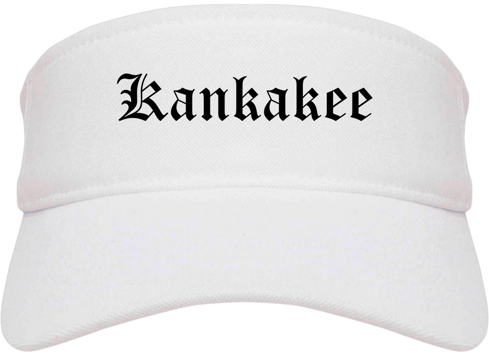Kankakee Illinois IL Old English Mens Visor Cap Hat White