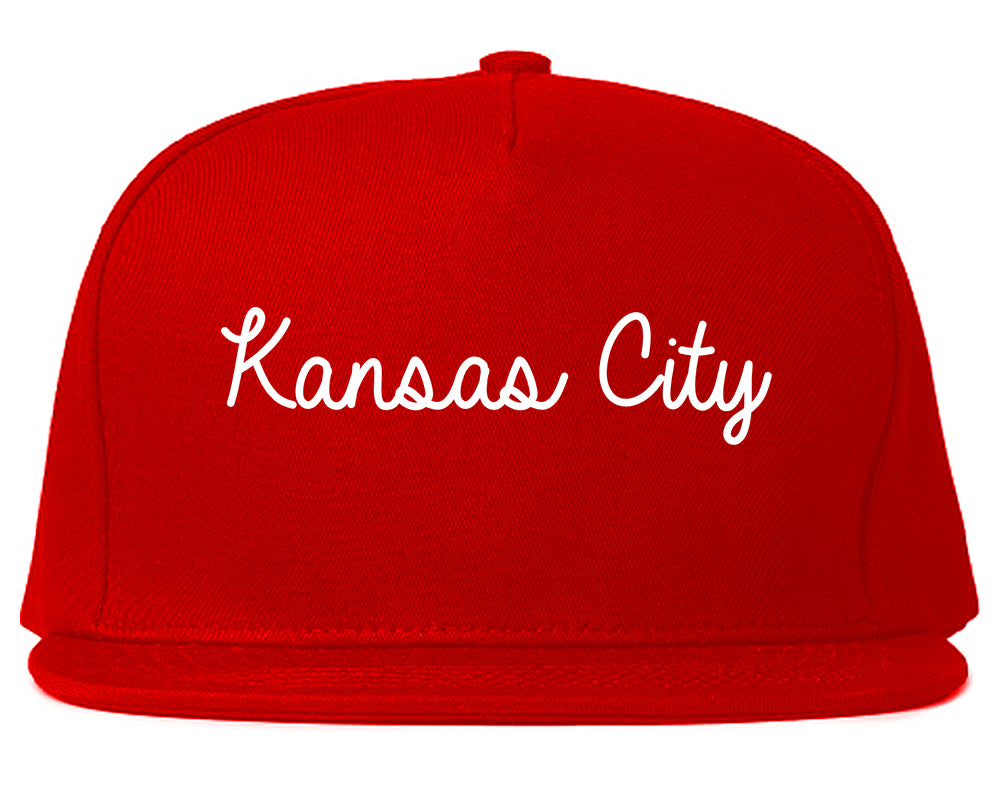 Kansas City Kansas KS Script Mens Snapback Hat Red