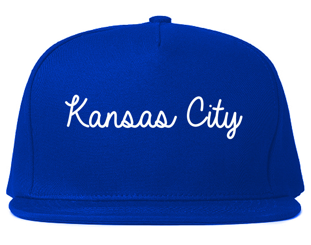 Kansas City Kansas KS Script Mens Snapback Hat Royal Blue