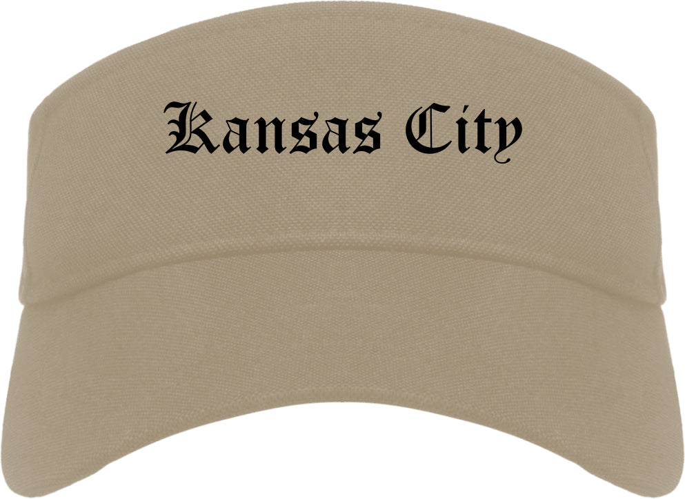 Kansas City Kansas KS Old English Mens Visor Cap Hat Khaki
