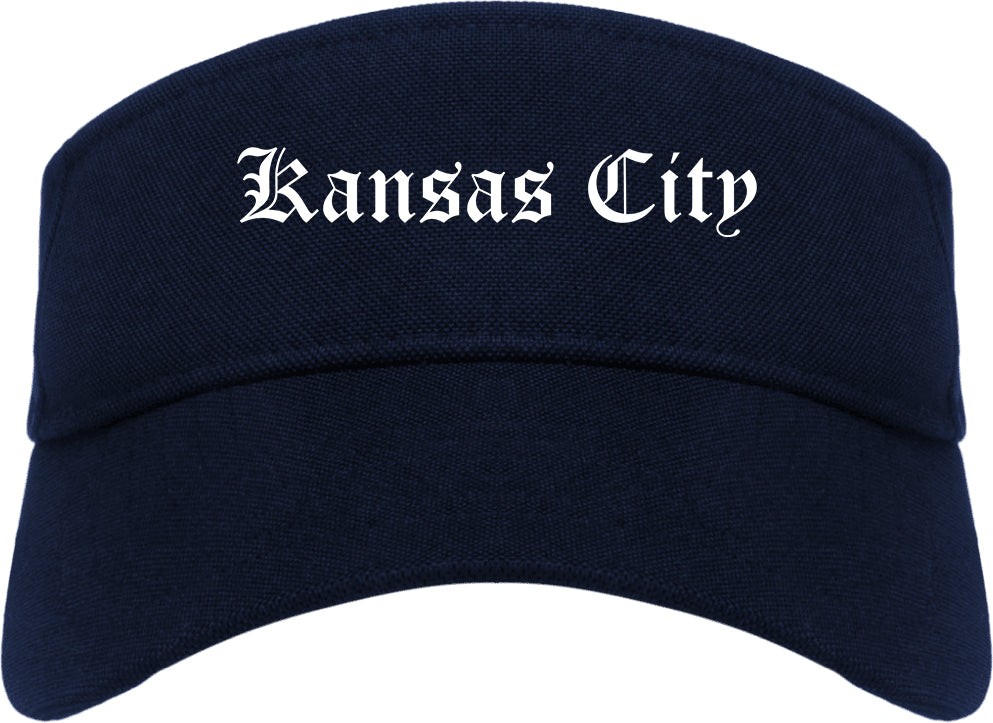 Kansas City Kansas KS Old English Mens Visor Cap Hat Navy Blue