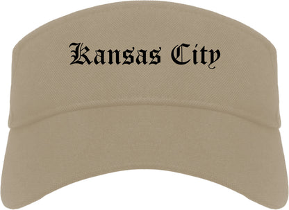 Kansas City Missouri MO Old English Mens Visor Cap Hat Khaki