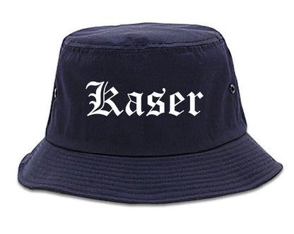 Kaser New York NY Old English Mens Bucket Hat Navy Blue