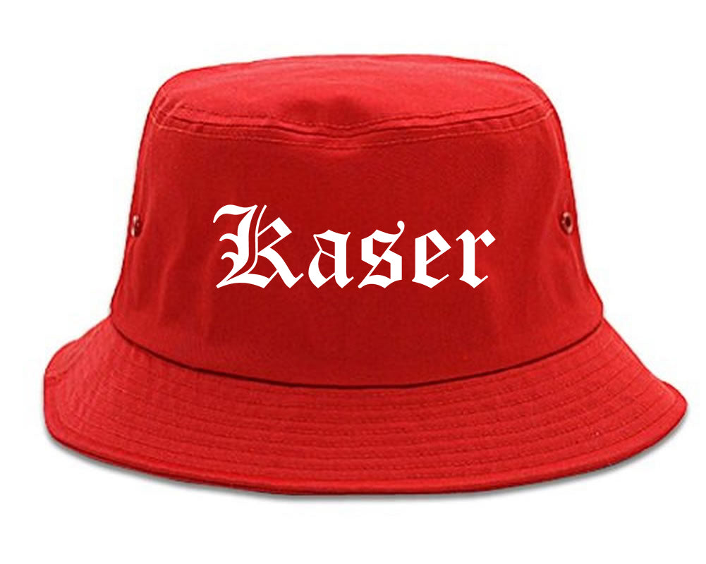 Kaser New York NY Old English Mens Bucket Hat Red