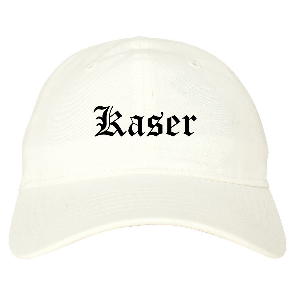 Kaser New York NY Old English Mens Dad Hat Baseball Cap White