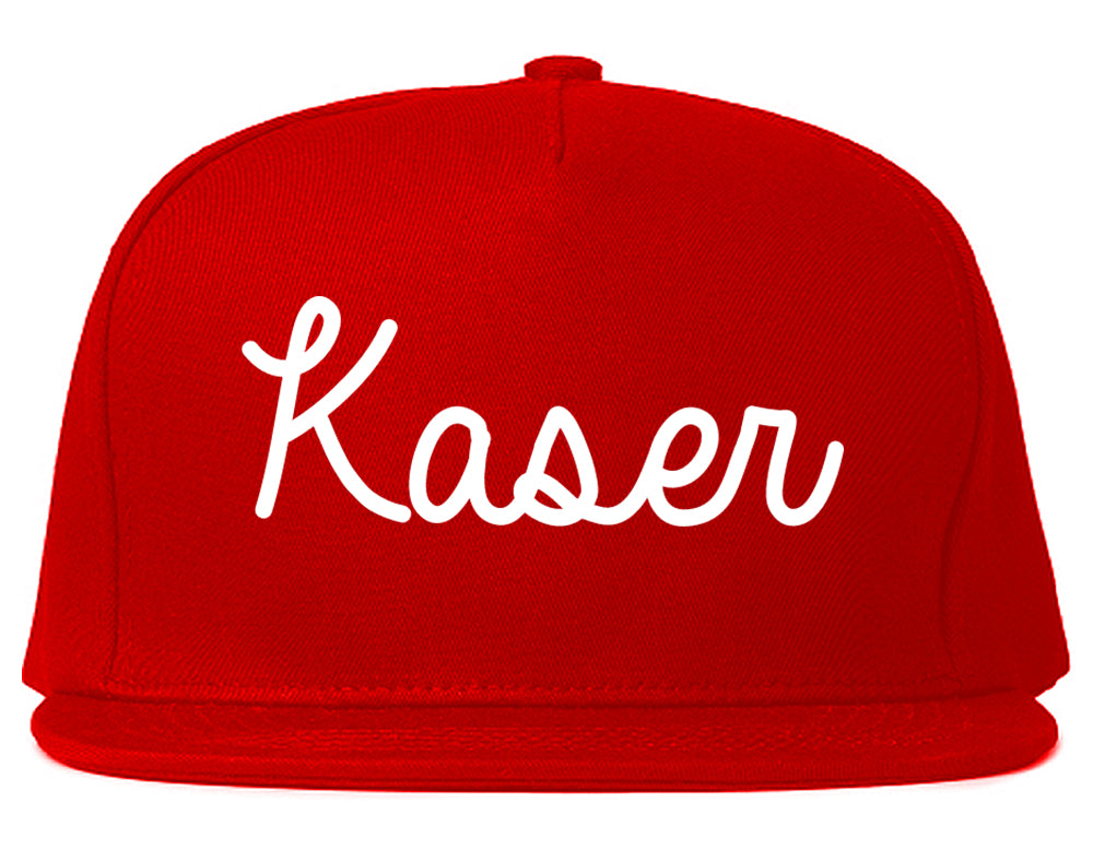 Kaser New York NY Script Mens Snapback Hat Red