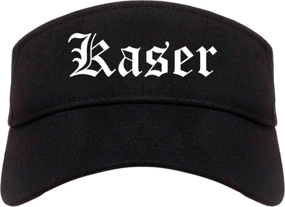 Kaser New York NY Old English Mens Visor Cap Hat Black