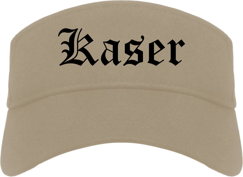 Kaser New York NY Old English Mens Visor Cap Hat Khaki