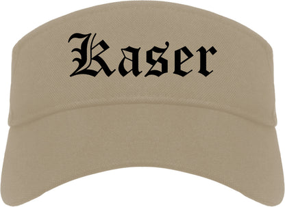 Kaser New York NY Old English Mens Visor Cap Hat Khaki