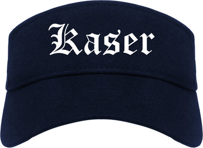 Kaser New York NY Old English Mens Visor Cap Hat Navy Blue