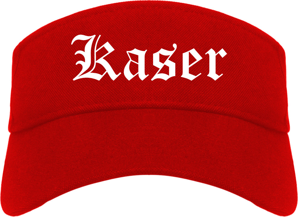Kaser New York NY Old English Mens Visor Cap Hat Red