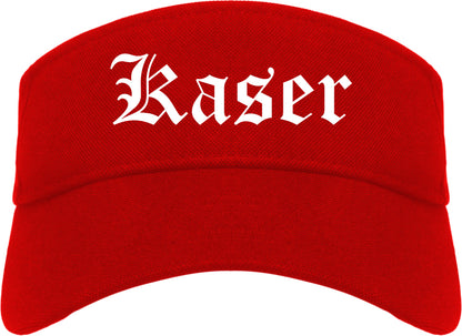 Kaser New York NY Old English Mens Visor Cap Hat Red
