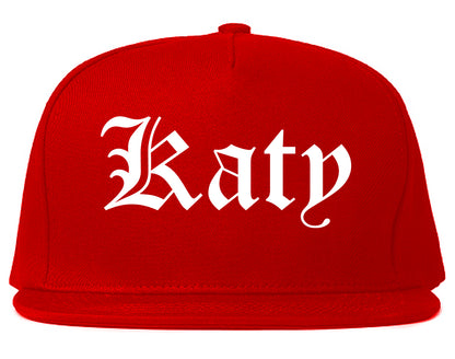 Katy Texas TX Old English Mens Snapback Hat Red
