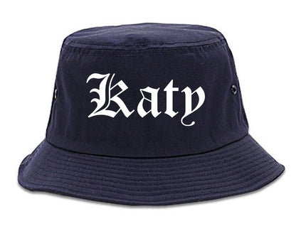 Katy Texas TX Old English Mens Bucket Hat Navy Blue