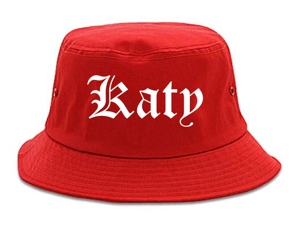 Katy Texas TX Old English Mens Bucket Hat Red