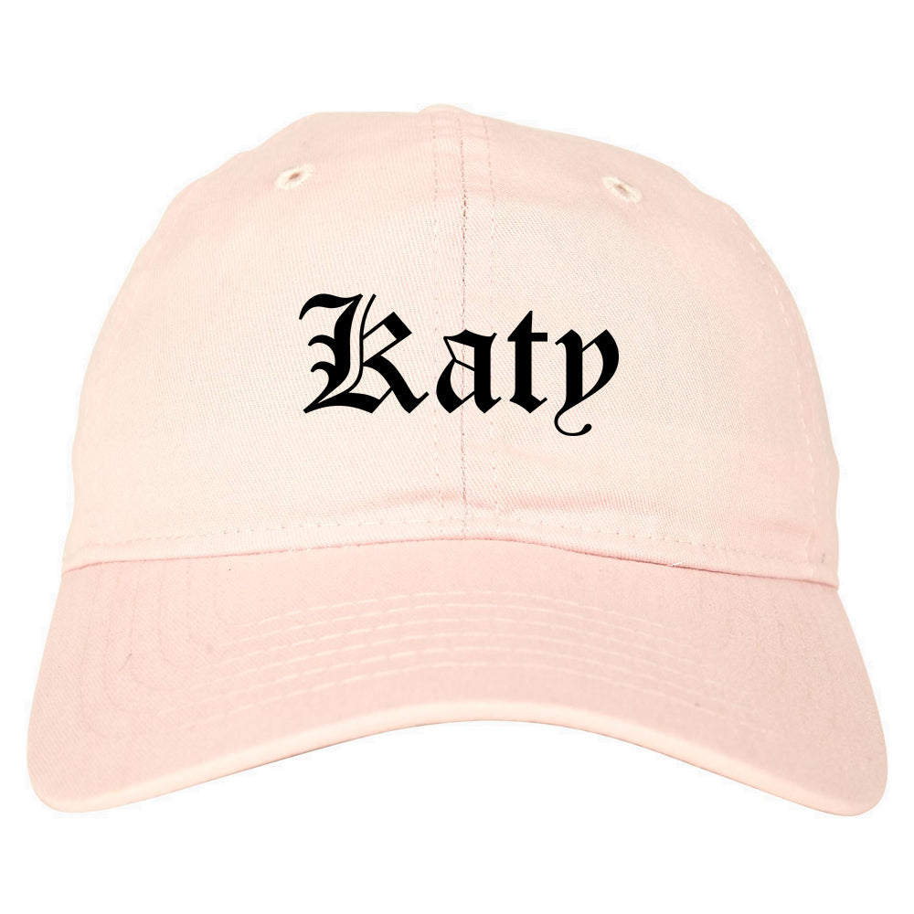 Katy Texas TX Old English Mens Dad Hat Baseball Cap Pink