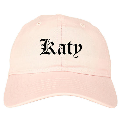 Katy Texas TX Old English Mens Dad Hat Baseball Cap Pink