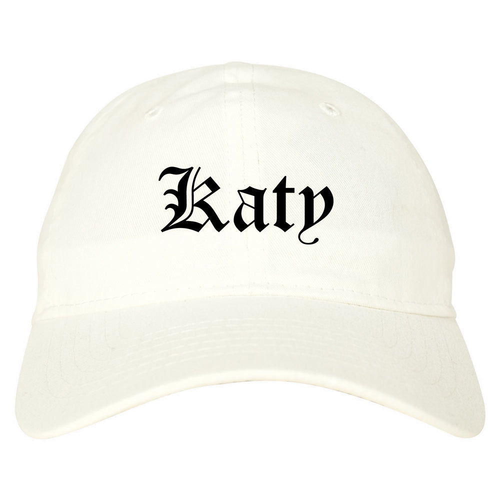 Katy Texas TX Old English Mens Dad Hat Baseball Cap White