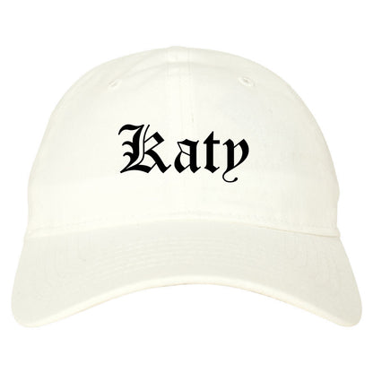 Katy Texas TX Old English Mens Dad Hat Baseball Cap White