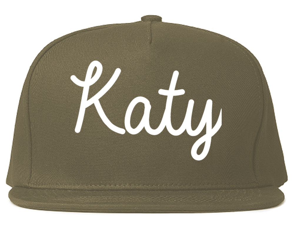 Katy Texas TX Script Mens Snapback Hat Grey