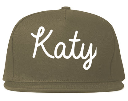 Katy Texas TX Script Mens Snapback Hat Grey